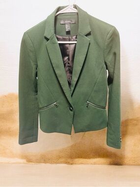 Forever 21 Women's Dark Green Single-Button Blazer